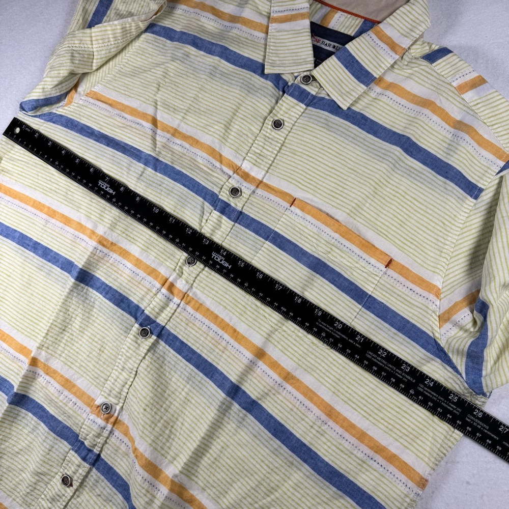 32 Bar Blues‎ Men’s XL Linen Cotton Striped Short Sleeve Shirt - Picture 9 of 10